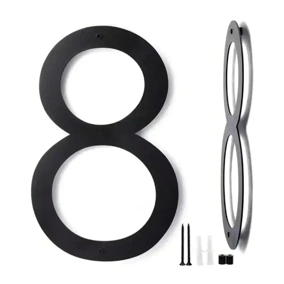 Black Metal House Number 8 is 10 inches tall - Picture 2 of 6